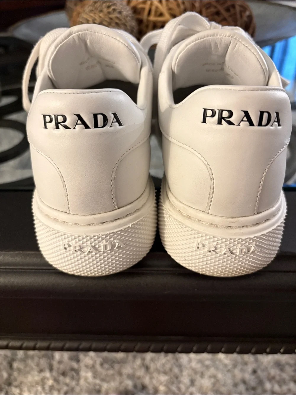 AUTHENTIC Prada leather white sneakers 36.5 - Picture 4 of 6